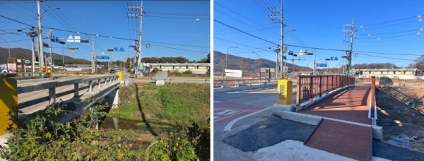 9. 용인특례시 처인구가 백암면 장평교 인도교를 설치했다. 사진은 설치 전(왼쪽)과 설치 후(오른쪽) 모습.jpg