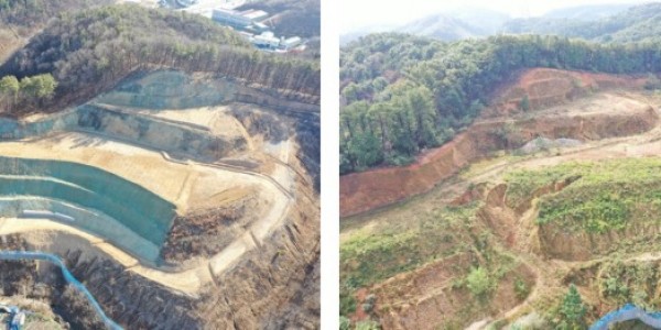 7. 용인특례시가 원상복구 명령을 내린 산지의 전(왼쪽)과 후(오른쪽) 모습.jpg